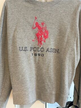 U.S. Polo Assn. Grey Crewneck Sweatshirt with Pink Polo Rider Graphic